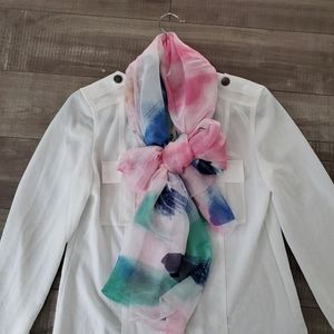 New large silk feeling printed scarf